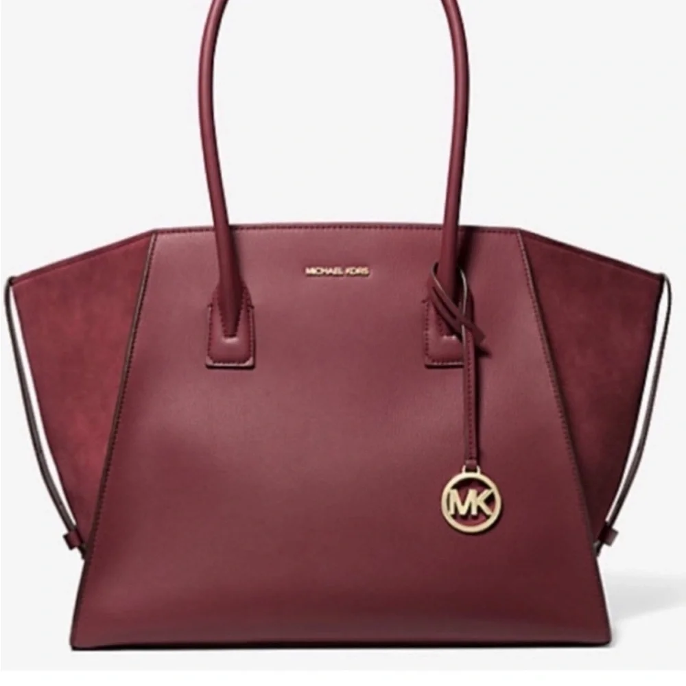 Michael Kors Avril Extra-Large Leather Top-Zip Tote Bag In Oxblood